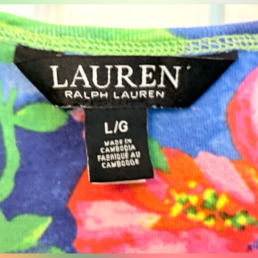 Lauren Ralph Lauren Womens Tee, Multicolored floral, size large - Picture 4 of 4